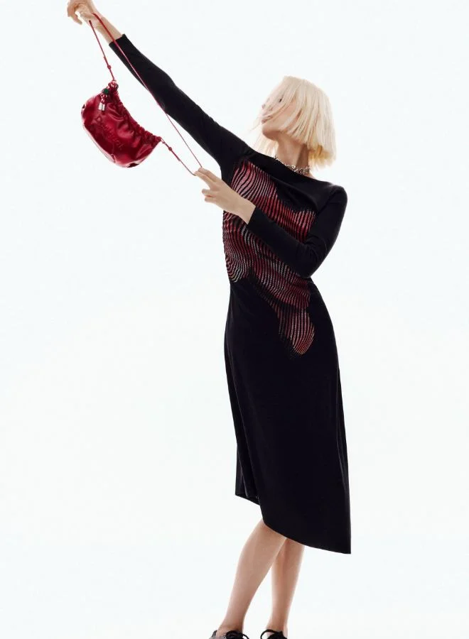 DESIGUAL Pixelated Midi Dress